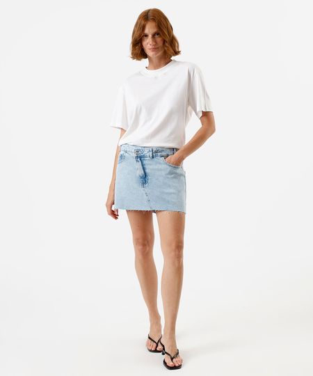 minissaia feminina jeans cós deslocado azul 36 minissaia feminina jeans cós deslocado azul 36