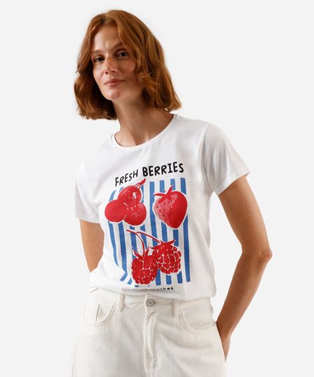 camiseta feminina de algodão estampada off white GG camiseta feminina de algodão estampada off white GG