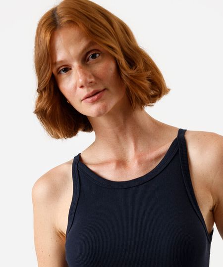 blusa feminina de algodão halterneck azul M blusa feminina de algodão halterneck azul M