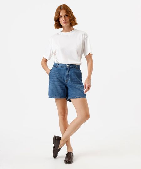 bermuda mom feminina jeans cintura alta azul 38 bermuda mom feminina jeans cintura alta azul 38
