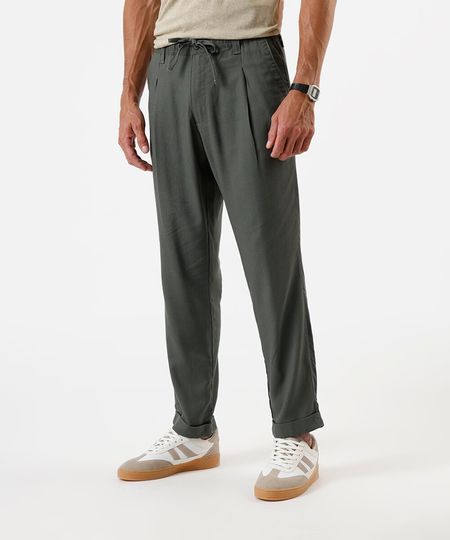 calça jogger masculina com linho verde 46