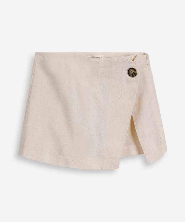 short saia infantil com linho bege 6