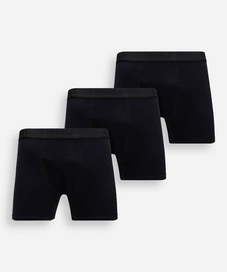 kit de 3 cuecas boxer de algodão preto P kit de 3 cuecas boxer de algodão preto P