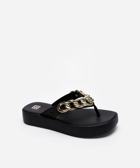 sandália flatform feminina zaxy com elos preta 38