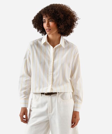 camisa oversized feminina listrada amarela G