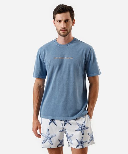 short masculino cós elástico estampado off white G