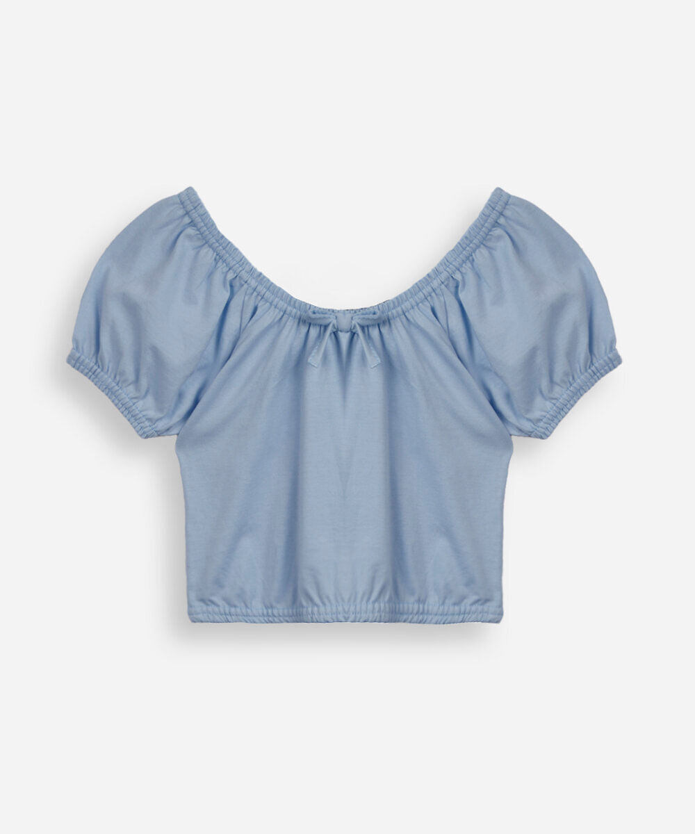 blusa infantil de algodão mangas curtas azul