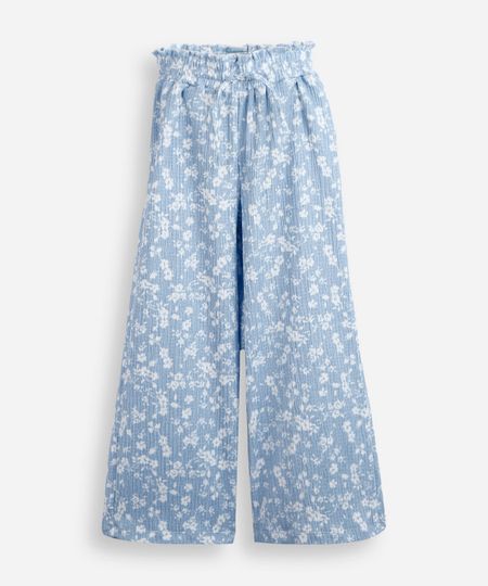 calça reta infantil floral texturizada azul 8