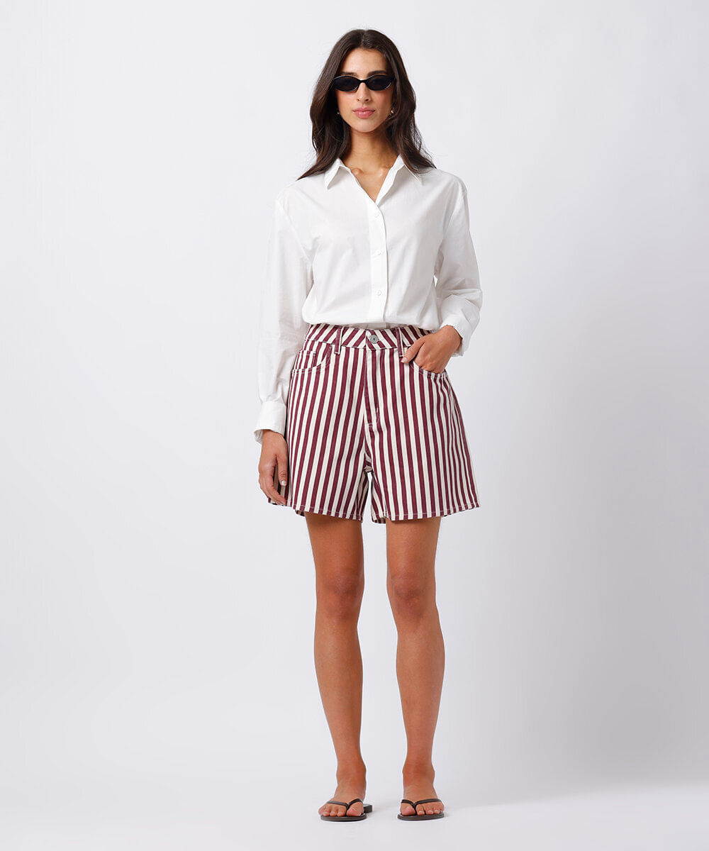 short los angeles feminino de sarja listrado mindset colorido