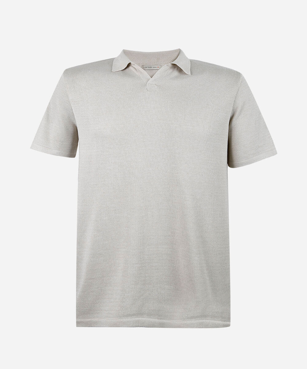 polo juvenil de tricot bege