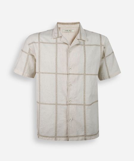 camisa juvenil com linho bordada oversized bege 14 camisa juvenil com linho bordada oversized bege 14