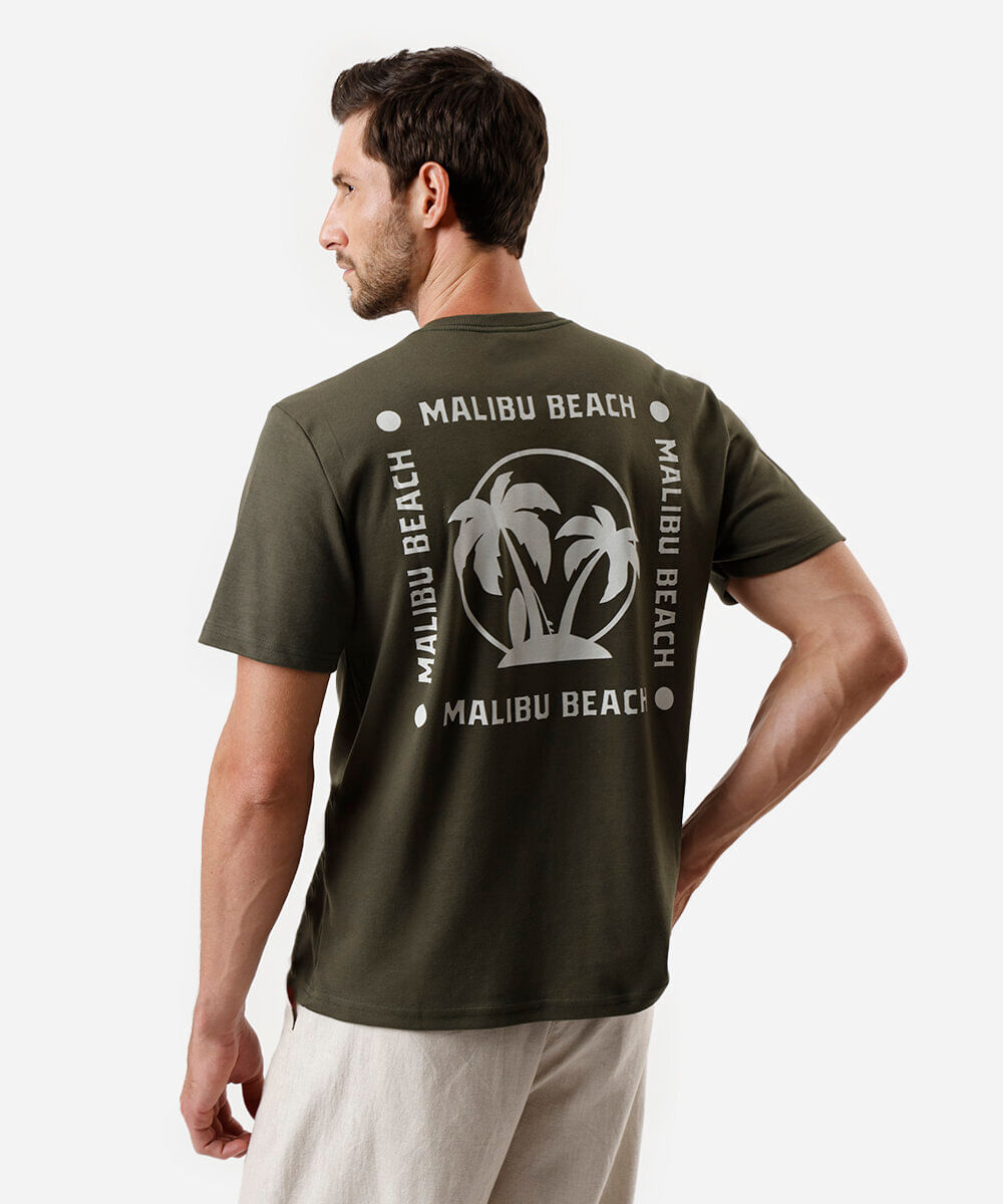 camiseta masculina com algodão estampada verde