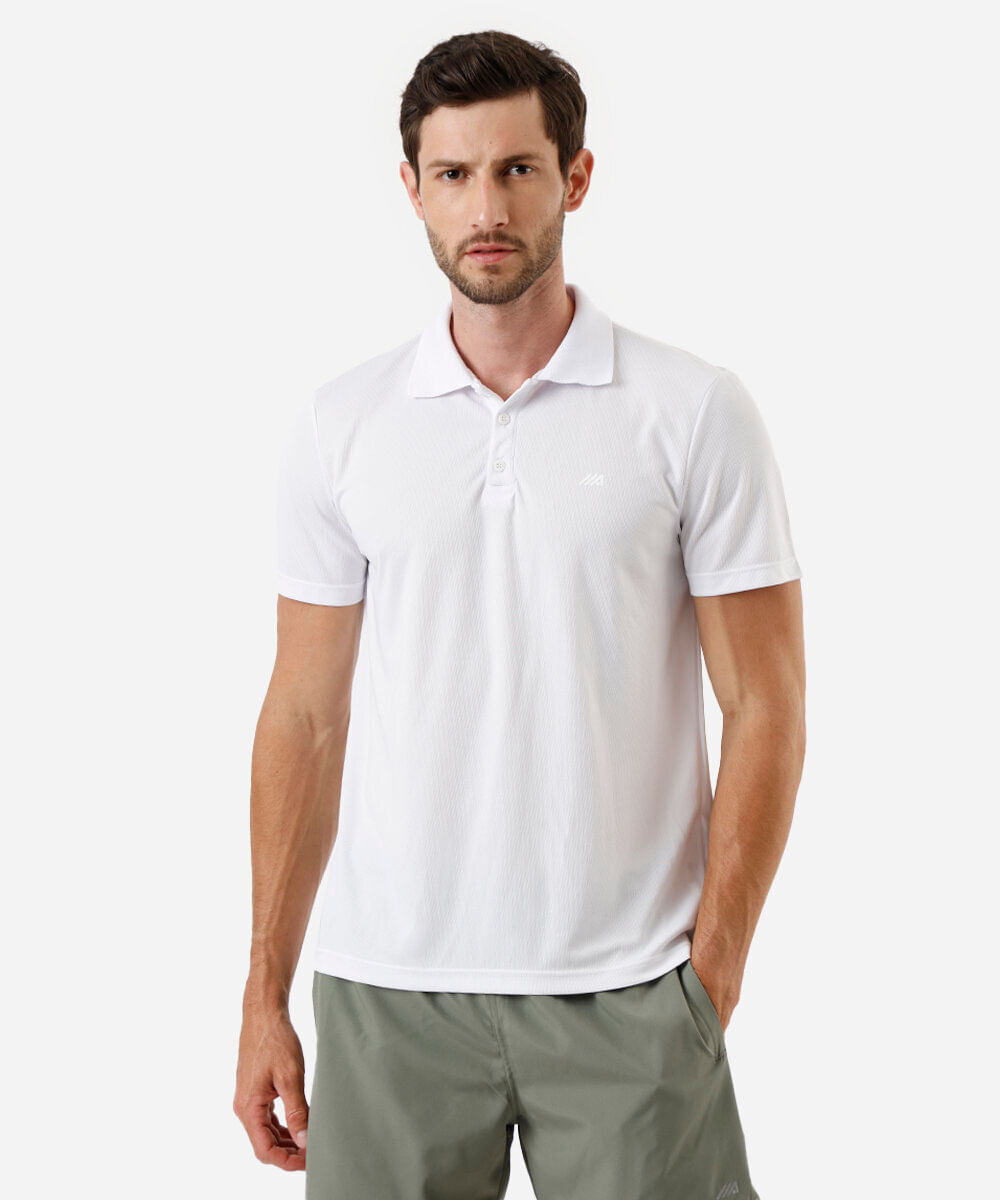 polo esportiva masculina texturizada branco