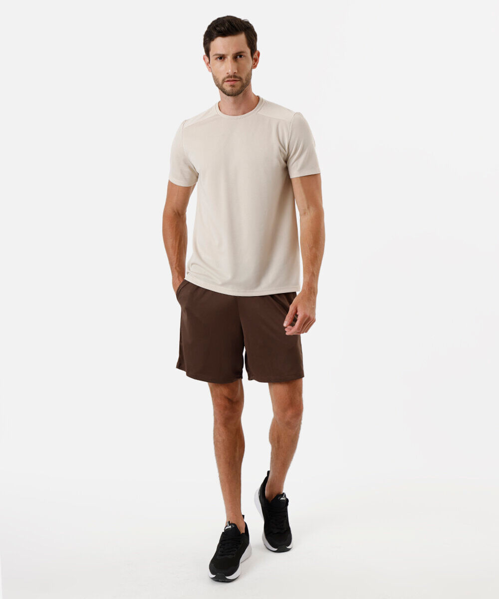 short masculino esportivo com bermuda interna marrom