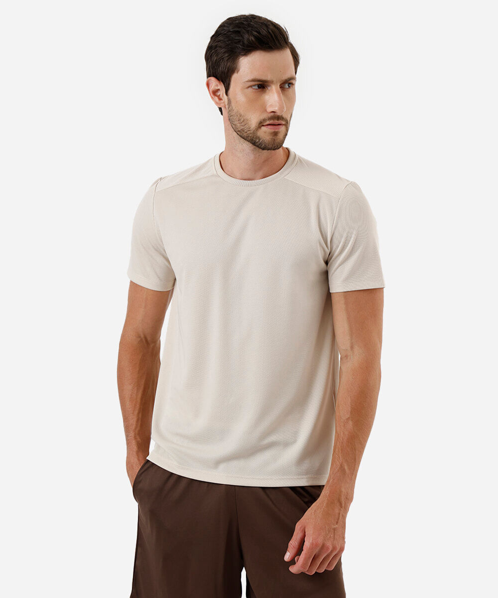 camiseta masculina esportiva ace bege