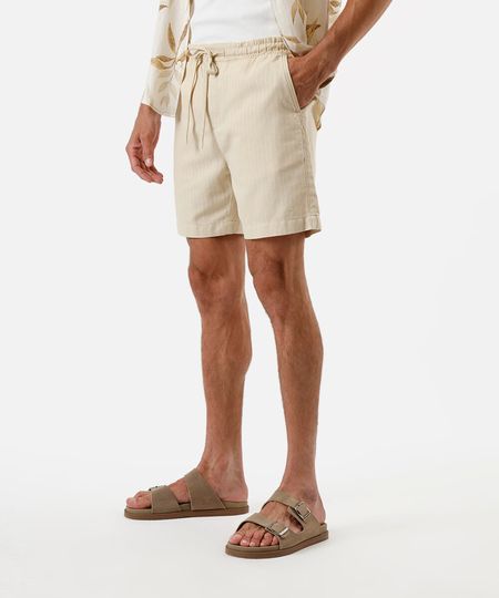 bermuda jogger masculina listrada bege P bermuda jogger masculina listrada bege P