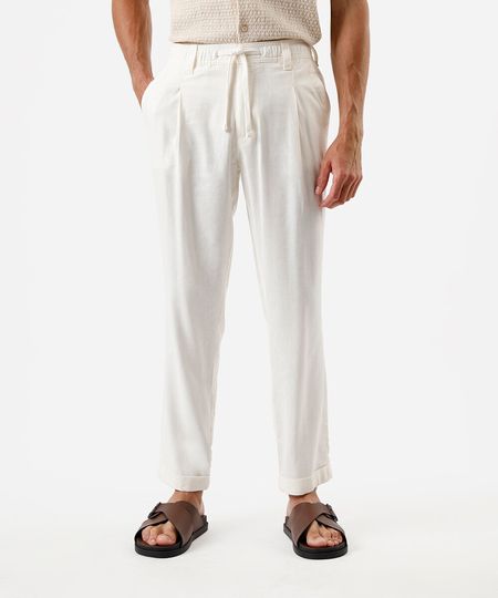 calça jogger masculina com linho off white 44 calça jogger masculina com linho off white 44