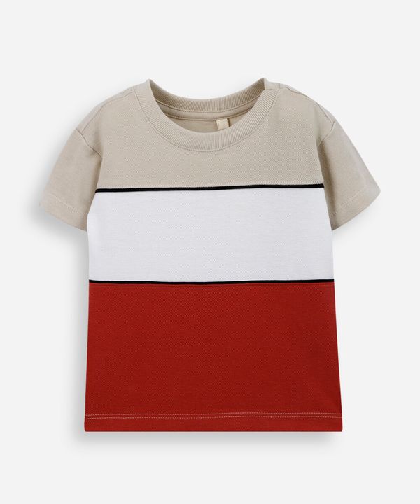 camiseta infantil de algodão mangas curtas listrada vermelha 3