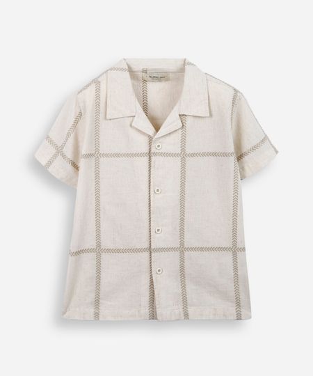 camisa infantil com linho bordada bege 12 camisa infantil com linho bordada bege 12