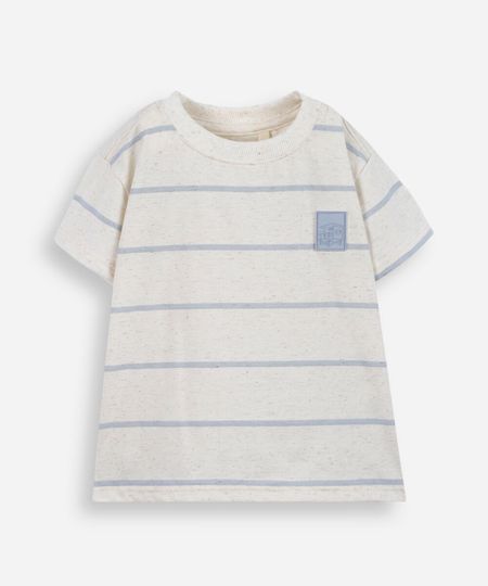 camiseta infantil com linho listrada bege 4 camiseta infantil com linho listrada bege 4