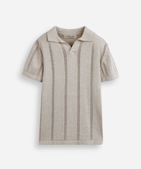 polo infantil de tricot texturizada bege 6 polo infantil de tricot texturizada bege 6