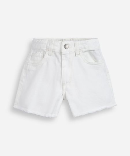 short infantil de sarja com barra desfiada off white 8