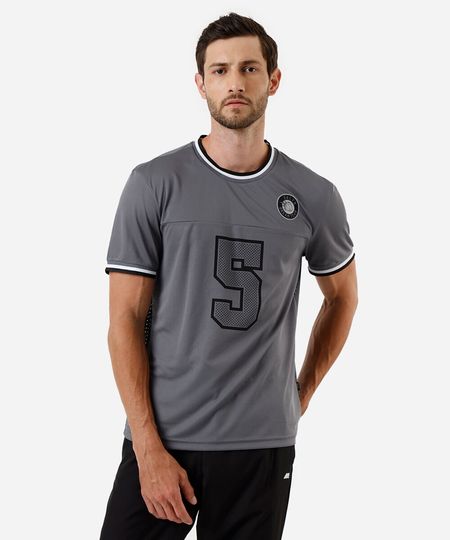 camiseta com recorte brooklyn manga curta esportiva ace cinza GG