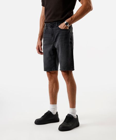 bermuda reta masculina jeans preta 36 bermuda reta masculina jeans preta 36