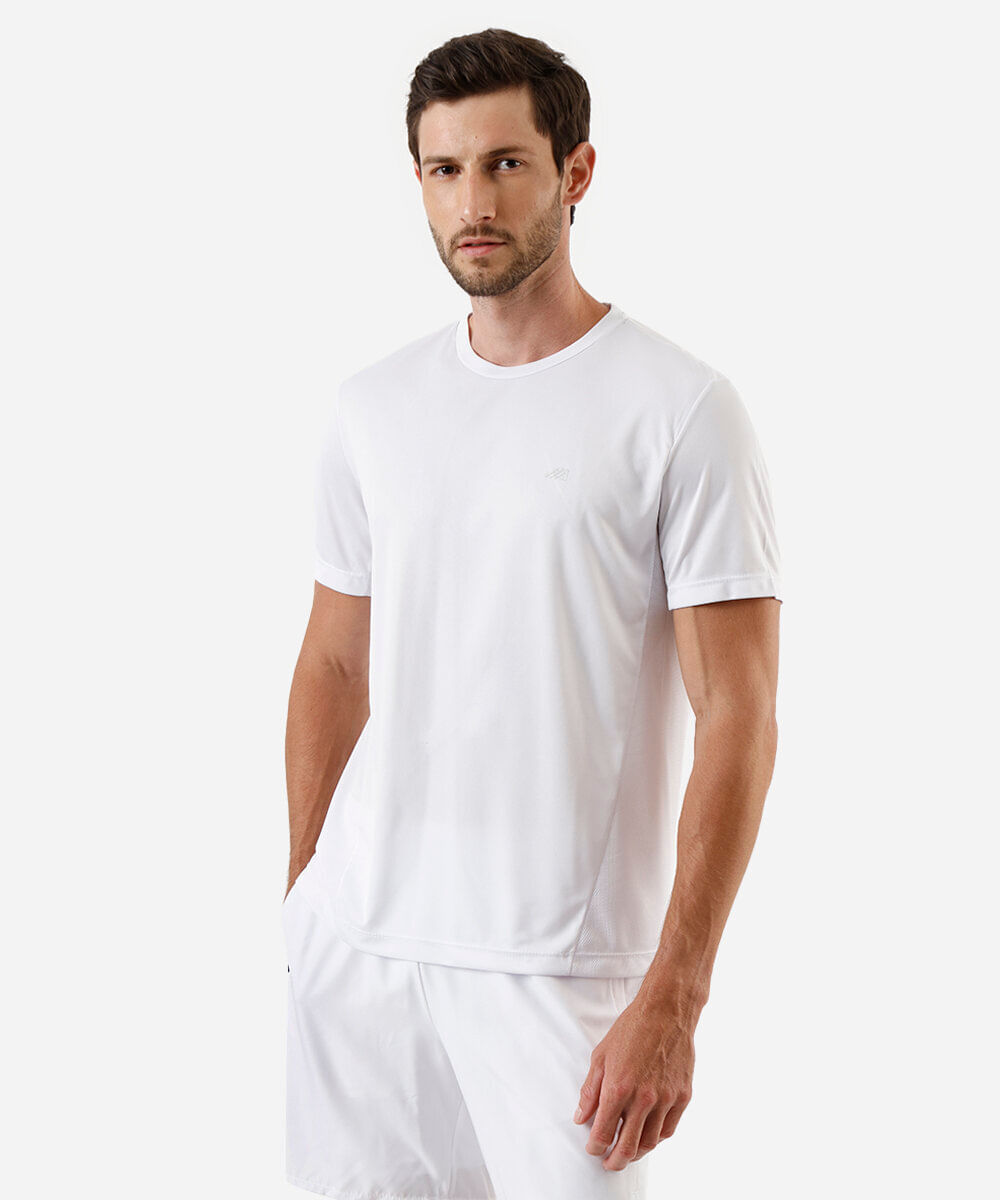 camiseta masculina esportiva ace com recortes branca