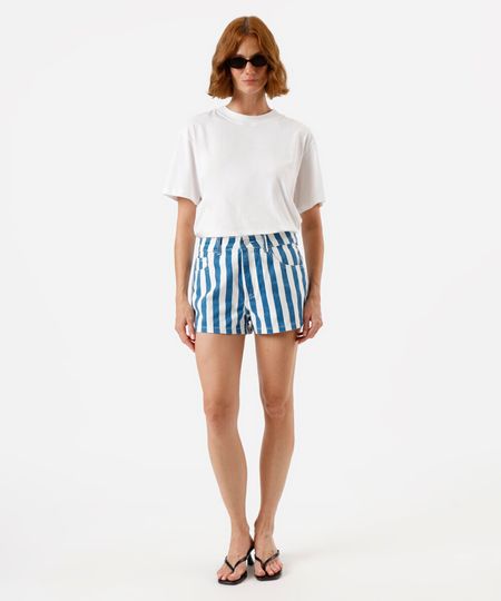 short feminino de sarja listrada azul 34 short feminino de sarja listrada azul 34