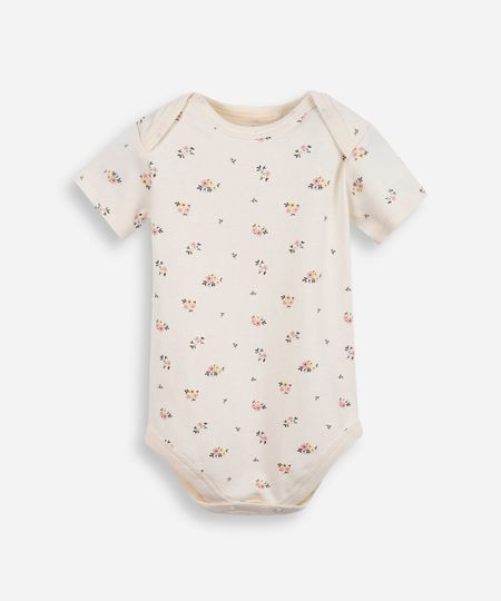 body infantil de algodão floral bege 3-6 body infantil de algodão floral bege 3-6