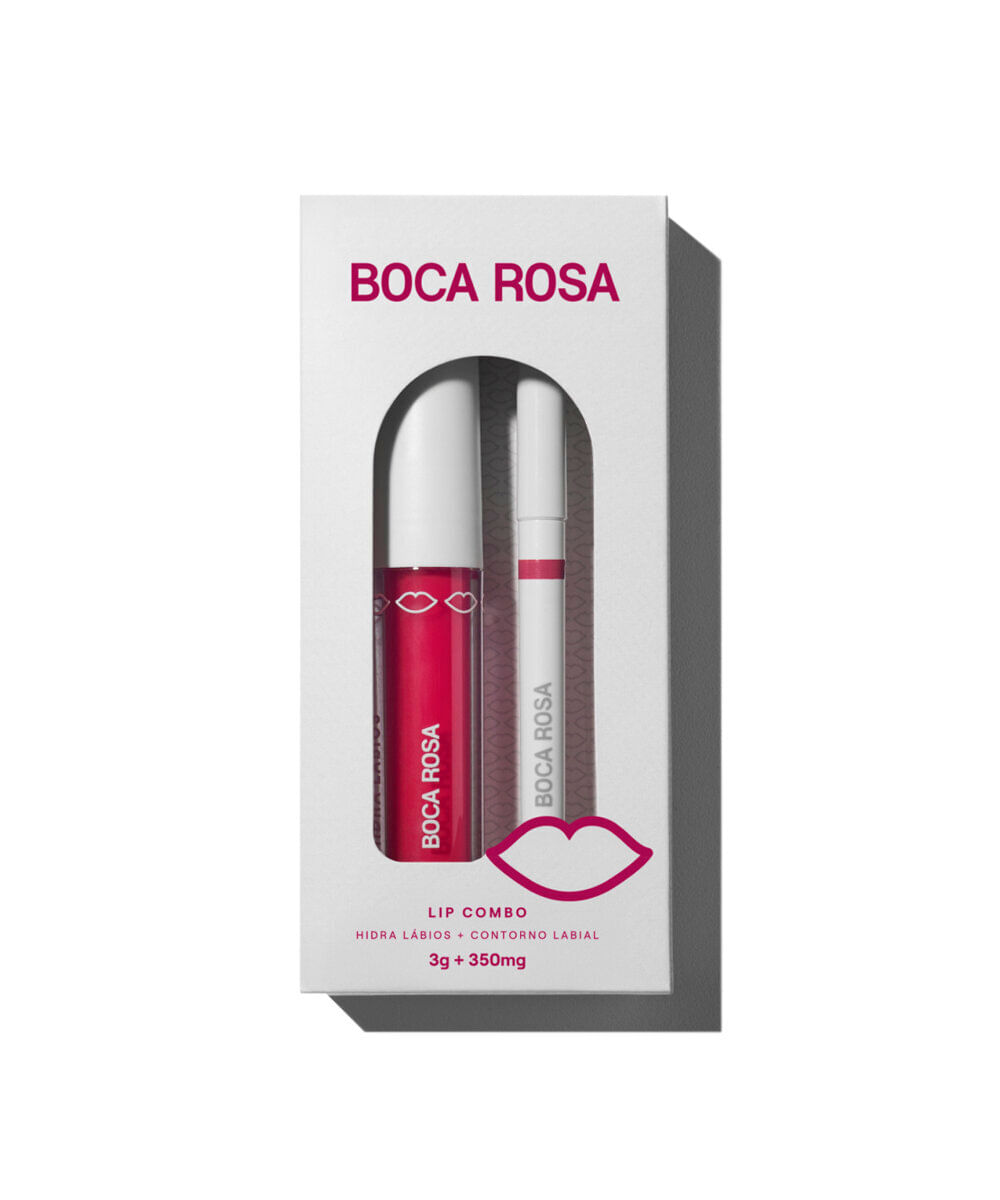 kit boca rosa lip combo contorno labial e hidra lábios natural rosa