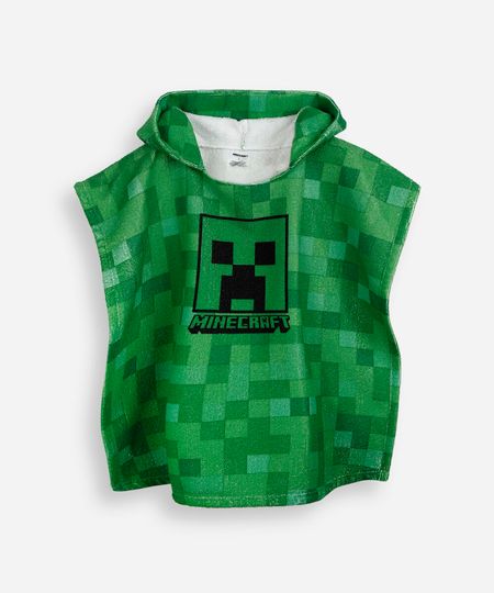 poncho saída de praia infantil minecraft verde UNICO poncho saída de praia infantil minecraft verde UNICO