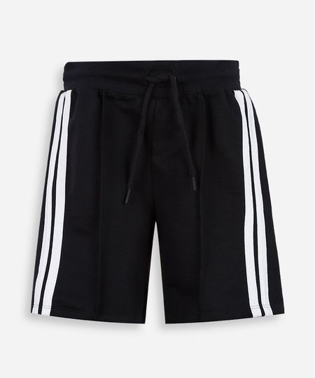 bermuda infantil de moletom com listras preta 6 bermuda infantil de moletom com listras preta 6