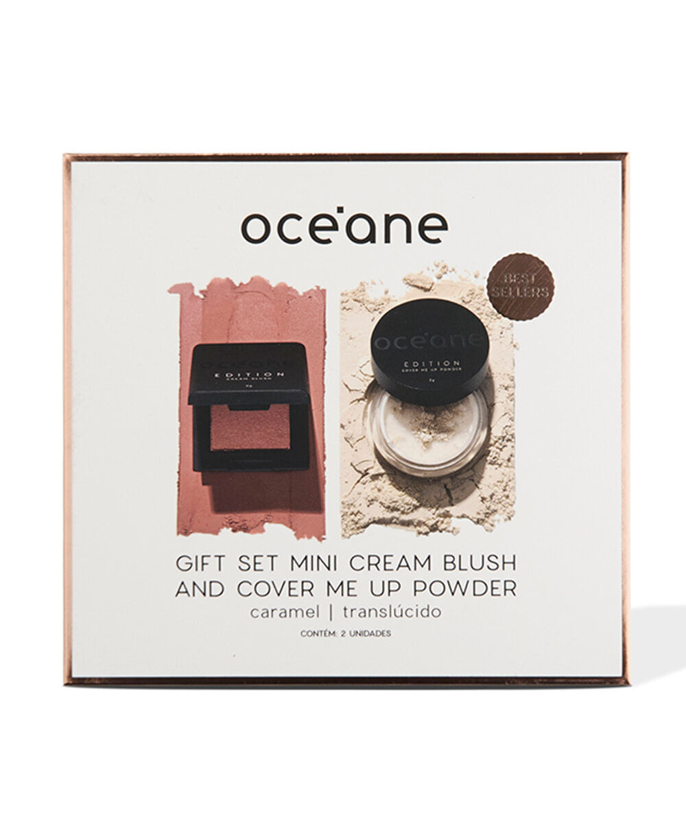 kit océane gift set mini cream blush e pó solto cover me up powder