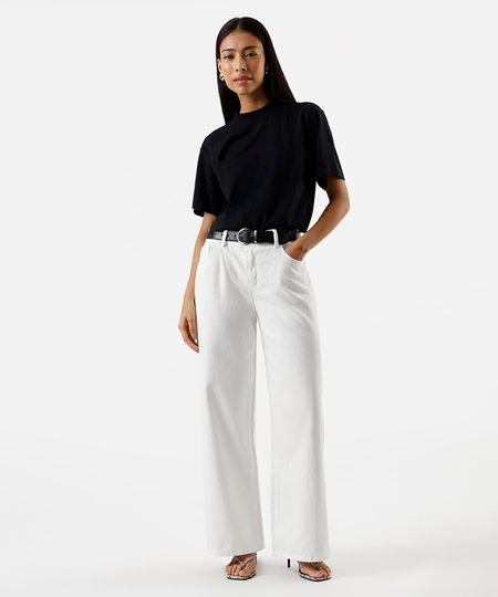 calça boyfriend feminina de sarja off white 34 calça boyfriend feminina de sarja off white 34