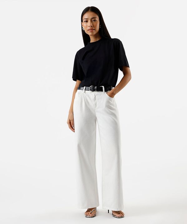 calça boyfriend feminina de sarja off white 34