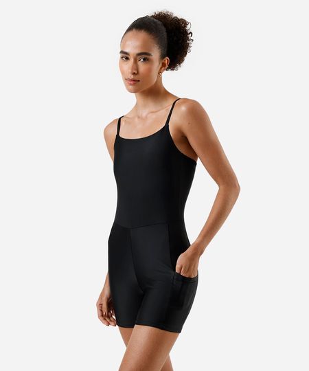 macaquinho feminino esportivo ace com bolso preto GG macaquinho feminino esportivo ace com bolso preto GG