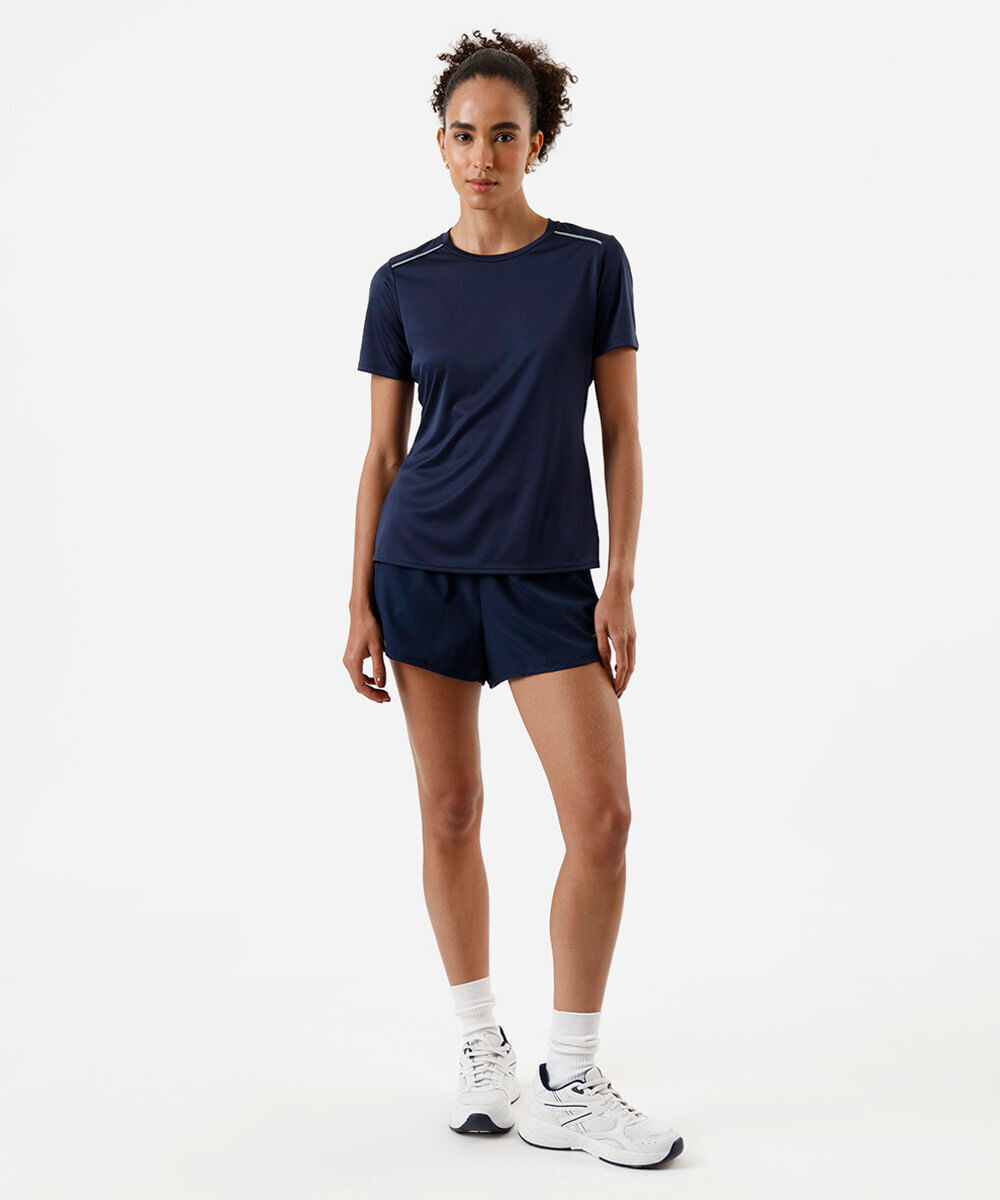 short running feminino esportivo azul