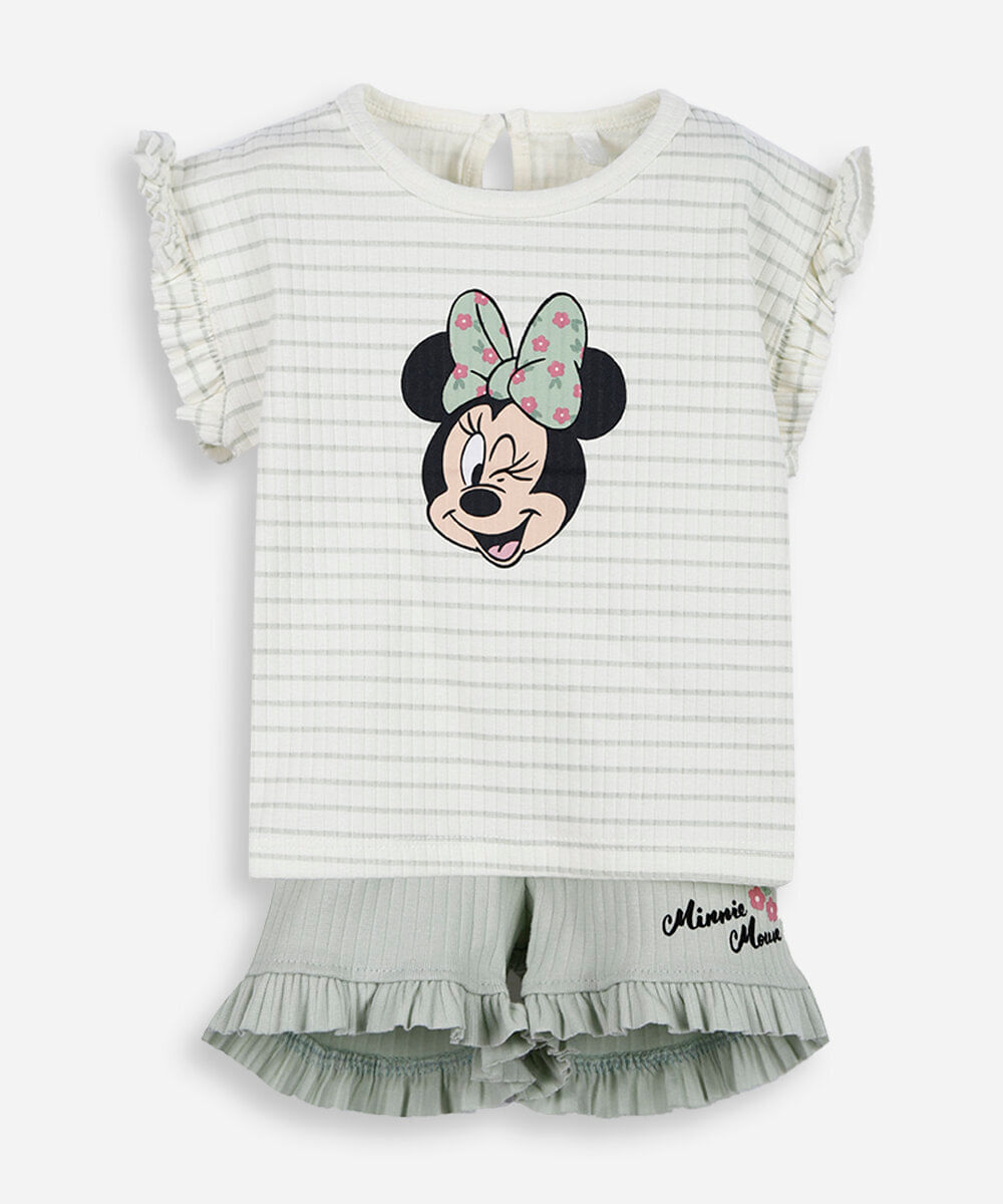 conjunto infantil de algodão minnie verde