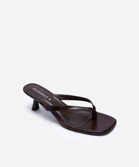 tamanco bico quadrado salto fino oneself marrom 37