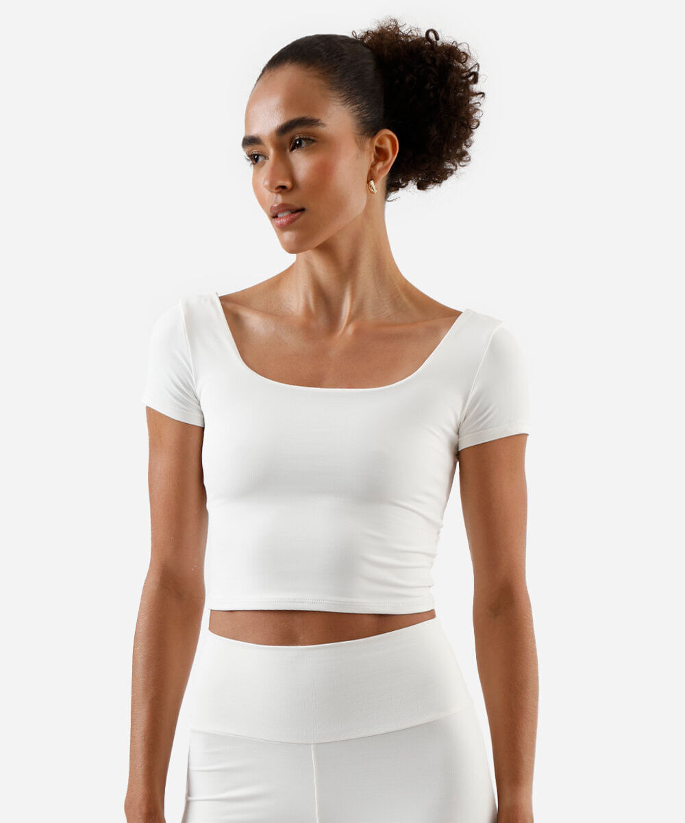 cropped feminino de poliamida esportiva ace off white