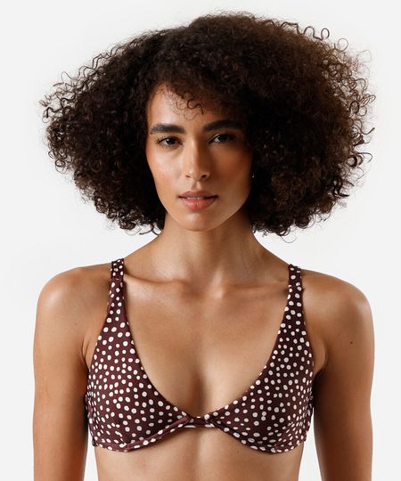 biquíni top meia taça feminino poá marrom P