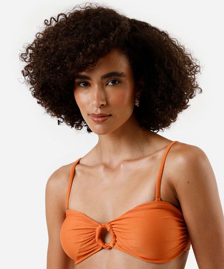 biquíni top faixa feminino com alça removível laranja P biquíni top faixa feminino com alça removível laranja P