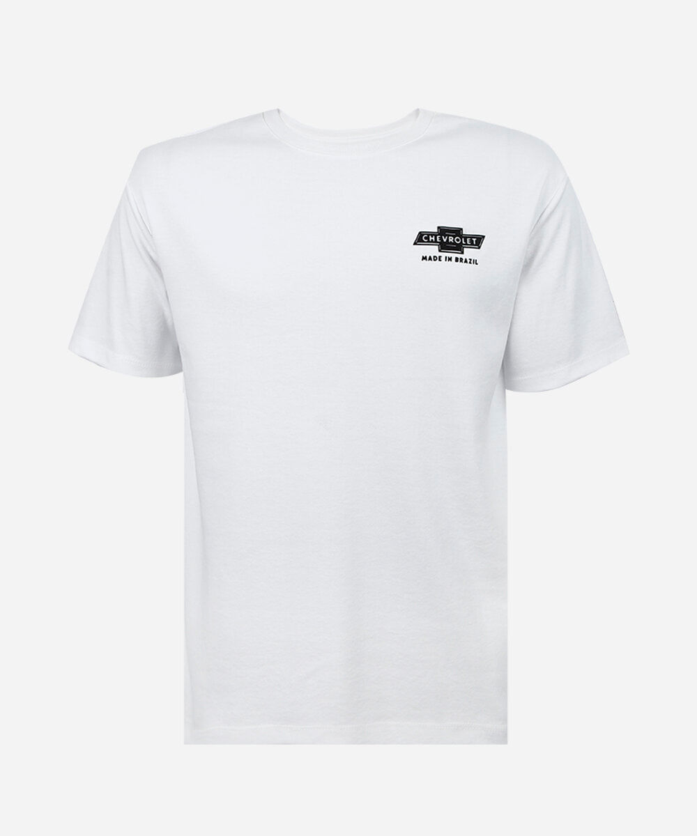 camiseta juvenil de algodão chevrolet monza off white