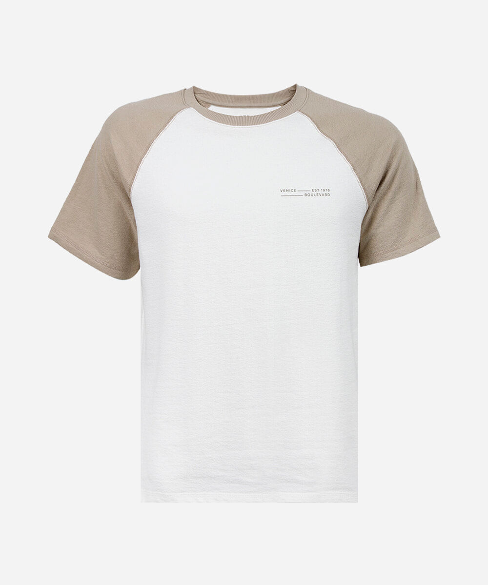 camiseta raglan juvenil de algodão estampada off white