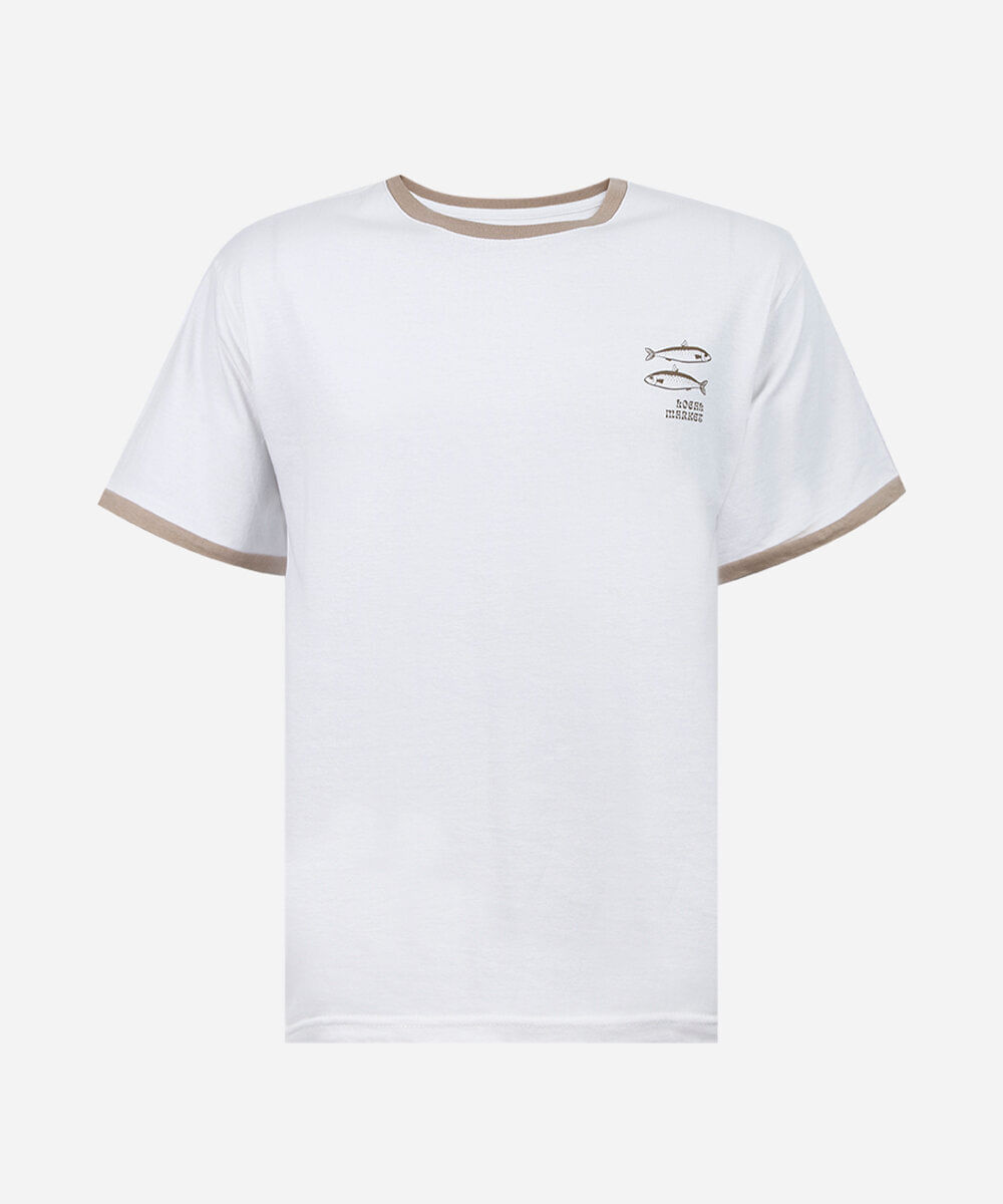 camiseta juvenil de algodão sardinhas off white