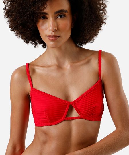 biquíni meia taça feminino texturizado vermelho M biquíni meia taça feminino texturizado vermelho M