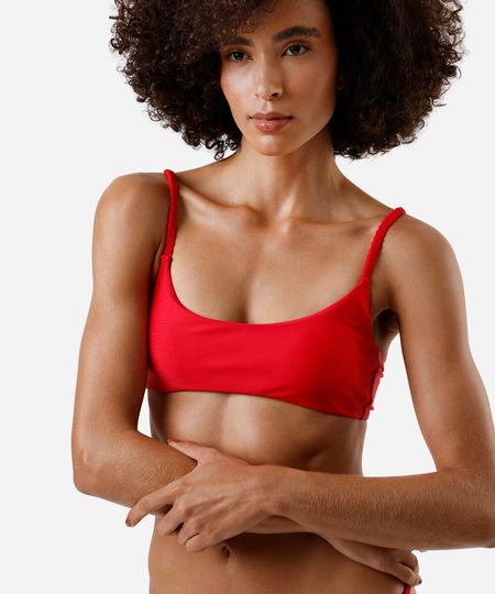 biquíni top faixa feminino decote quadrado vermelho P