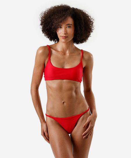 biquíni calcinha feminino texturizado vermelho P